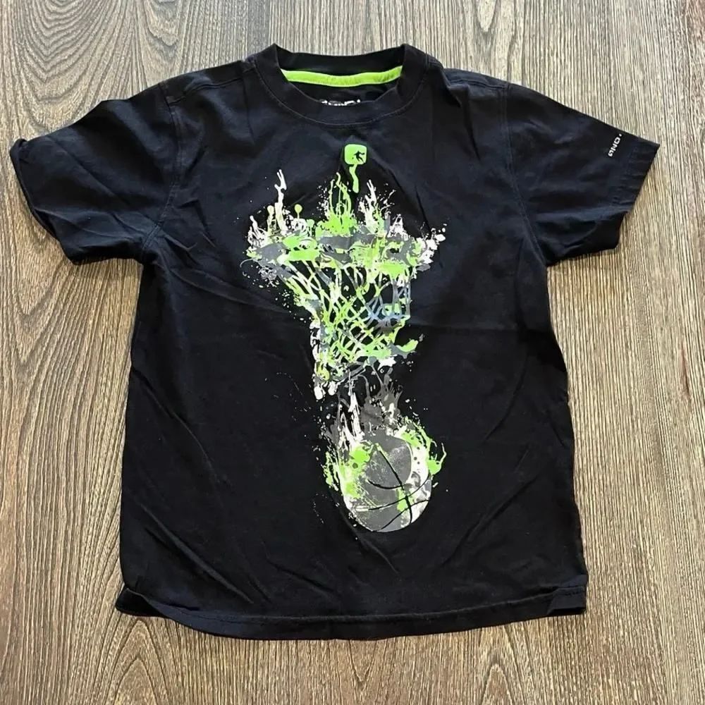 And1 Youth Boys Graphic Print Basketball T-Shirt Short Sleeve Crewneck Black S